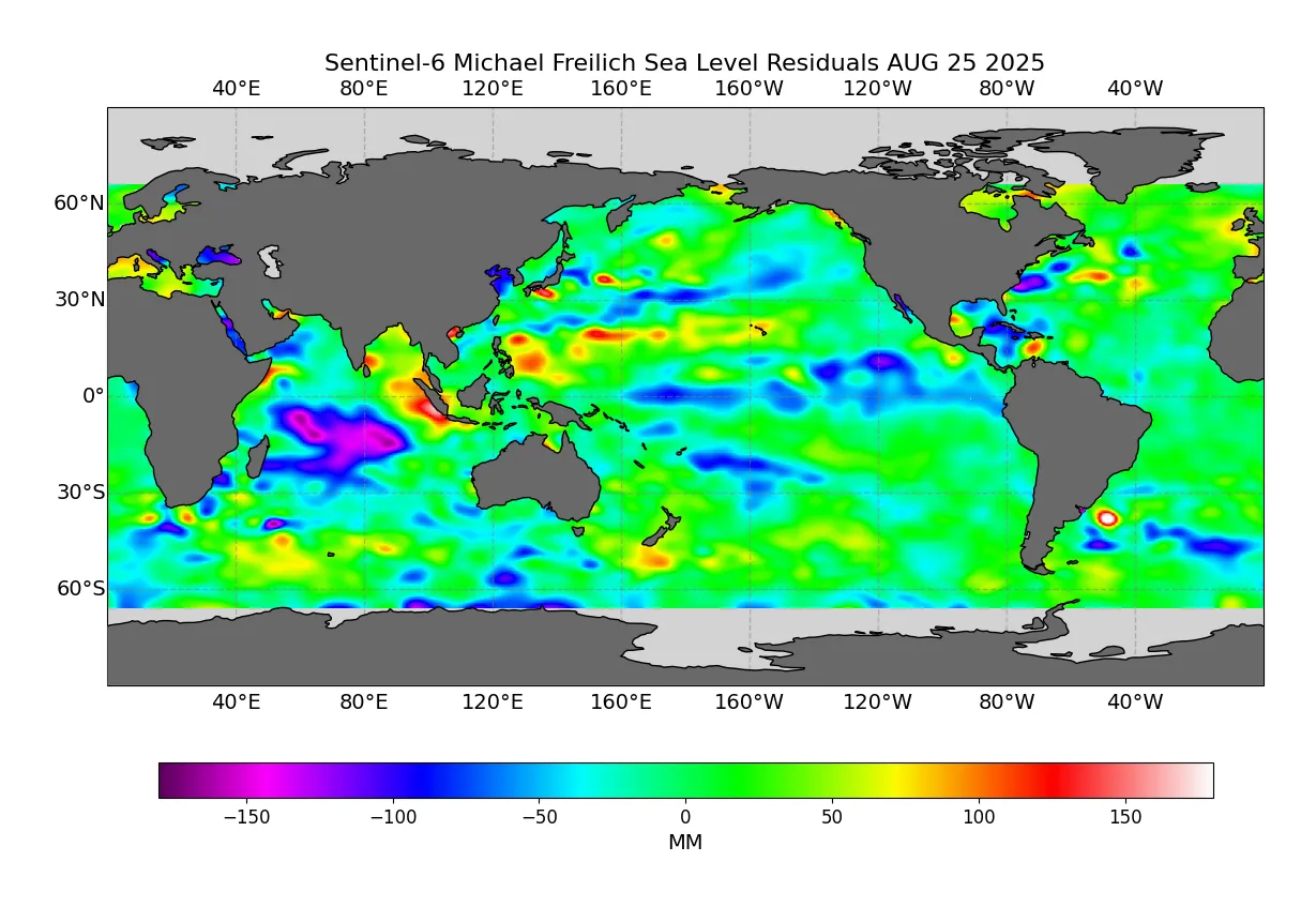 Imagen muestra las aguas mas frias del Pacifico (en azul) que caracterizan a La Niña - NASA