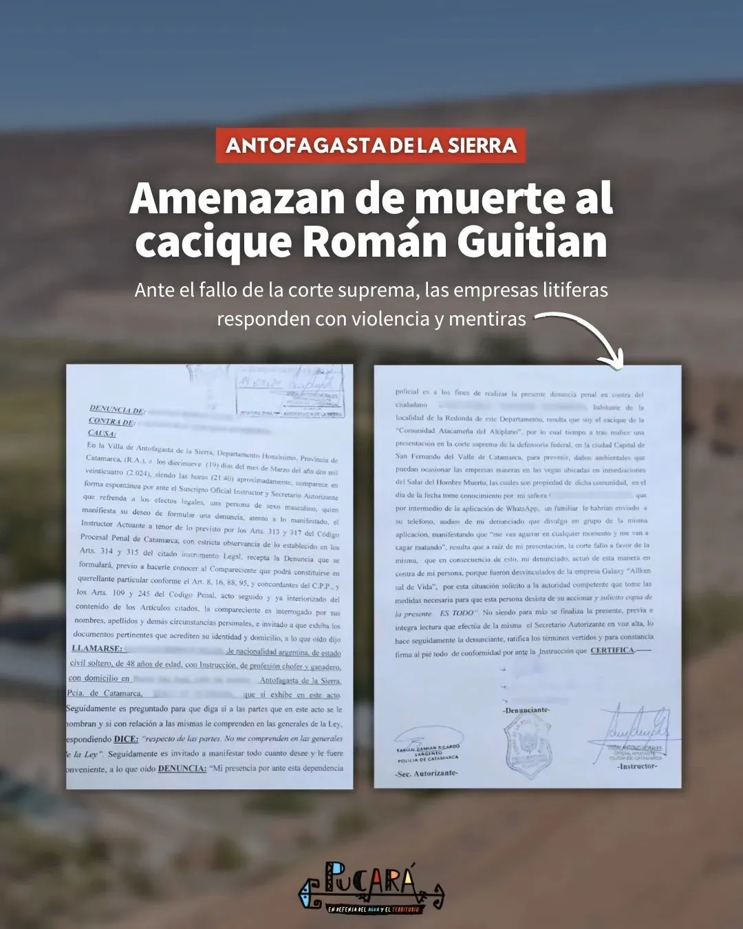 URGENTE-+Amenazan+de+muerte+al+cacique+Román+Guitian+++Ayer,+martes+19+de+marzo,+el+Cacique+Román+Guitian+radicó+una+denuncia+penal+por+amenazas+de+muerte.+En+audios+filtrados+por+un+grupo+de+WhatsApp,+trabajado