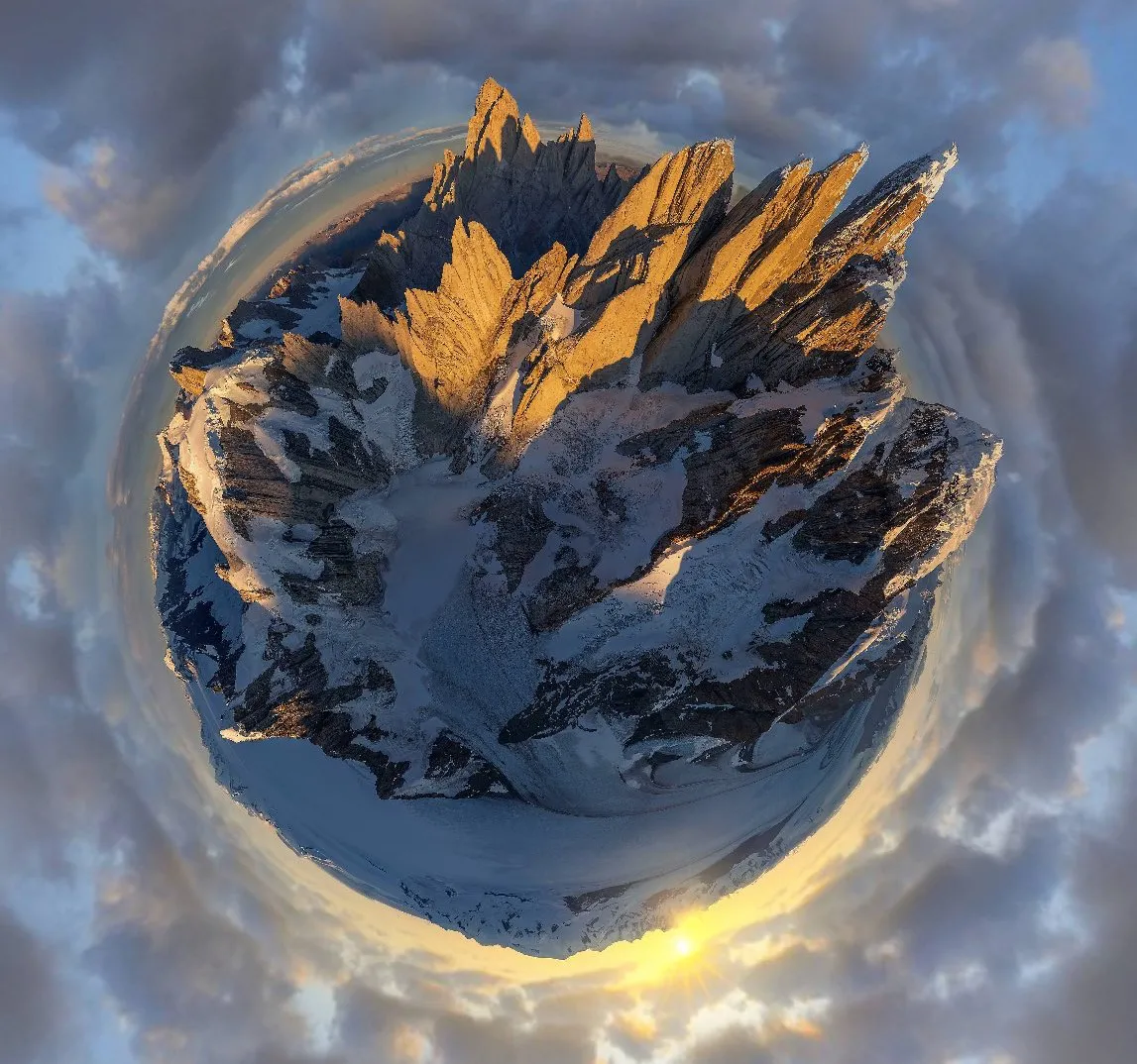 Parque Nac. Los Glaciares - Cerro Torre - imagen circular invernal - foto Ty Lekki