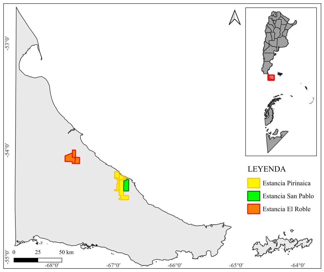 mapa Mapa de ubicación de los establecimientos PPP en Tierra del Fuego.